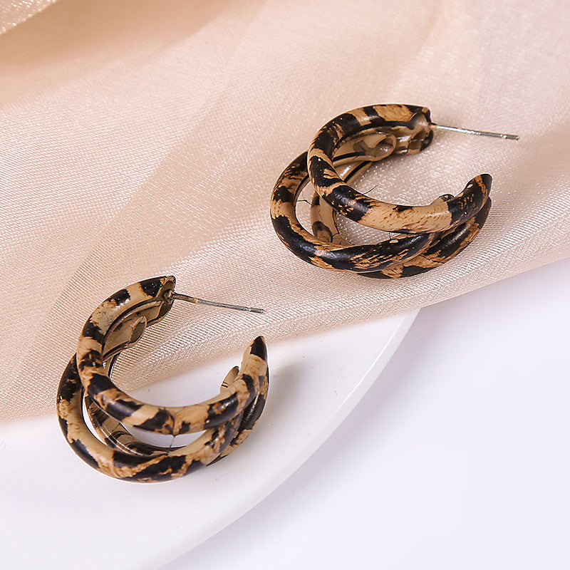 New Design Vintage Hear Leopard Print Earrings