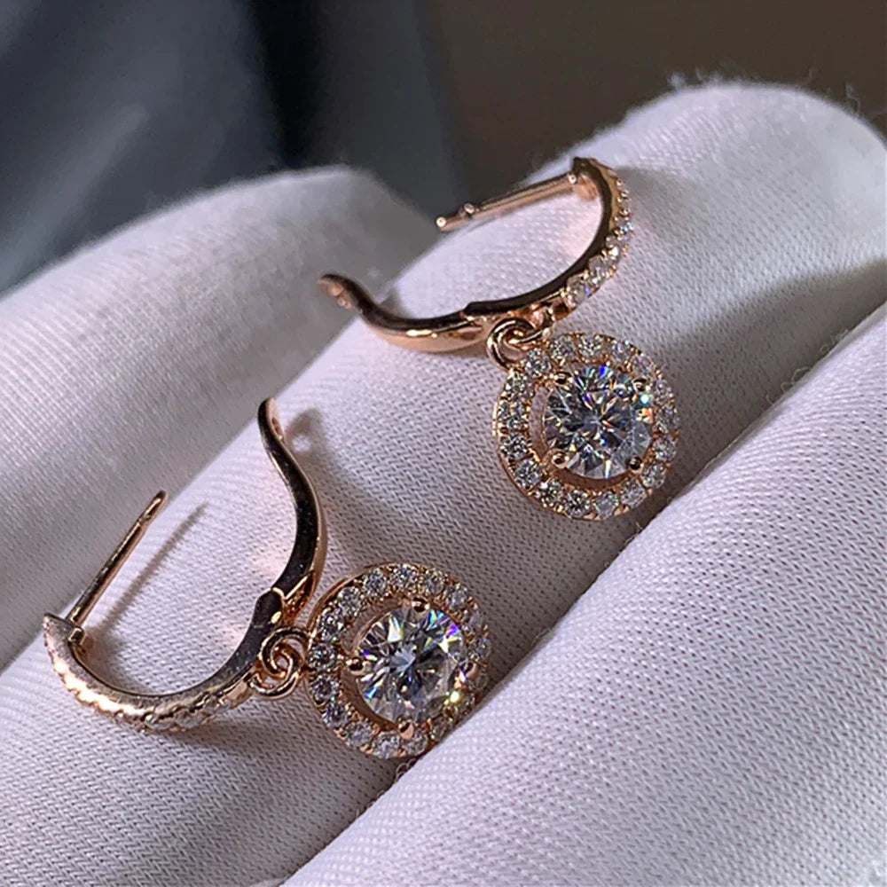 Dazzling Crystal CZ Classic Design Round Dangle Earrings