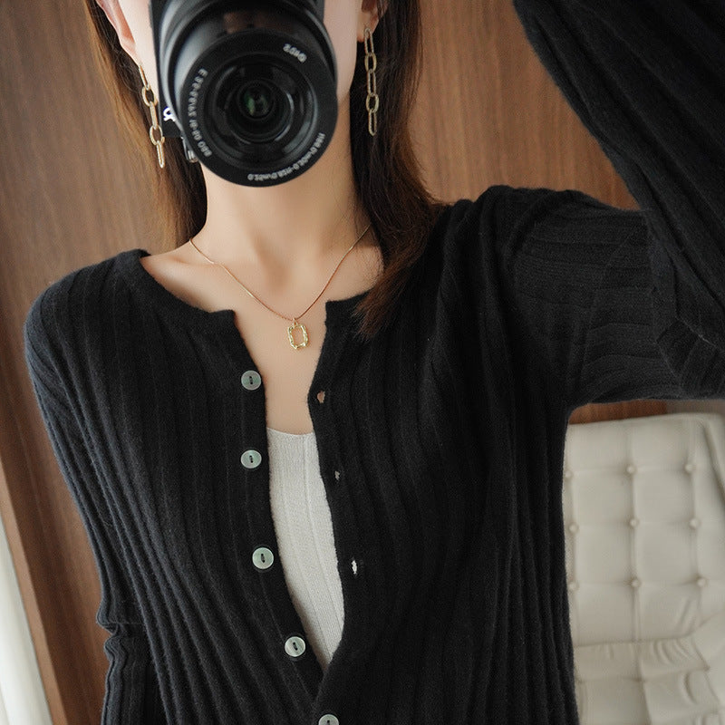 d Slim Fit O-neck Single Breasted  Cardigans