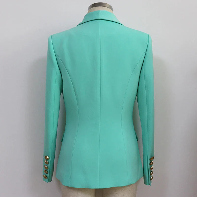 Elevated Basics Tweed Fringe Double-Breasted Blazer