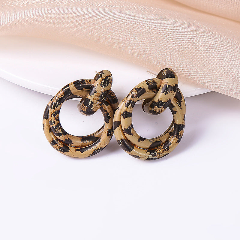 New Design Vintage Hear Leopard Print Earrings