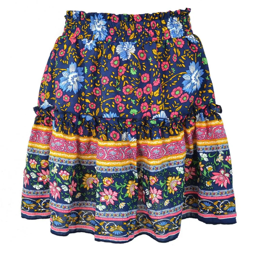 Celebrity Bohemian Style Floral  Ruffled Skirts