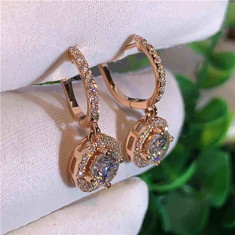 Dazzling Crystal CZ Classic Design Round Dangle Earrings