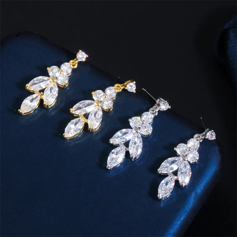 CZ Water Drop Matching Jewelry Set, Necklace & Earrings