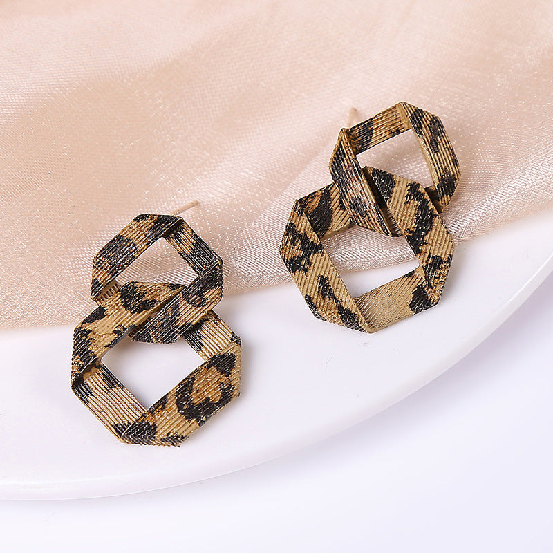 New Design Vintage Hear Leopard Print Earrings