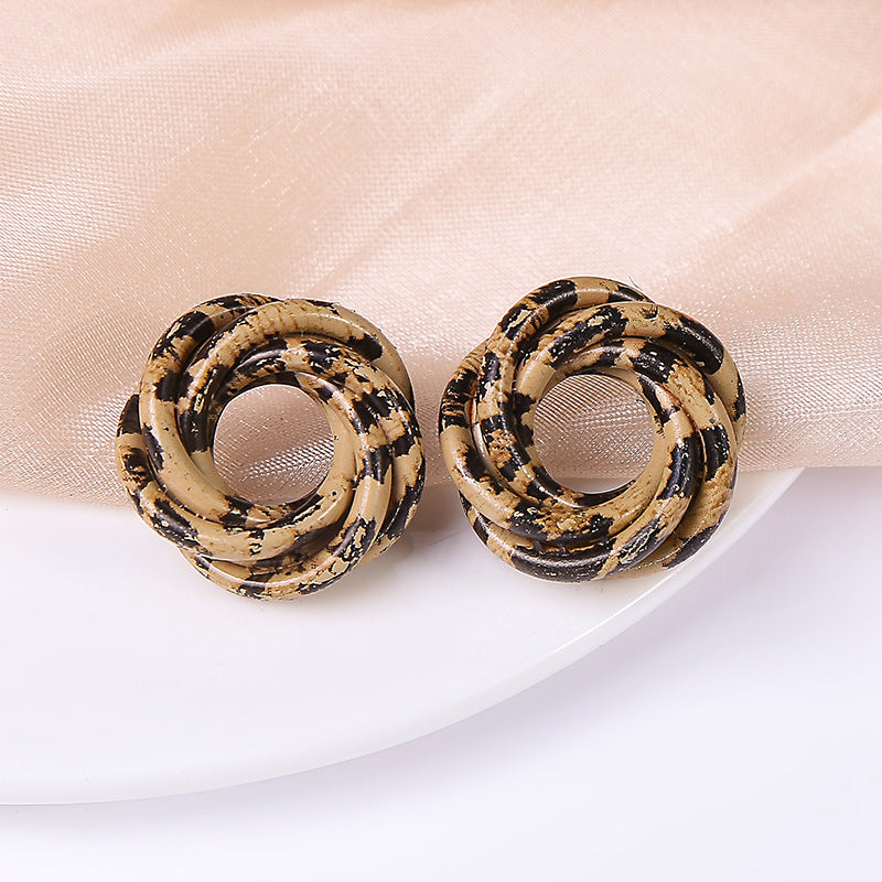 New Design Vintage Hear Leopard Print Earrings