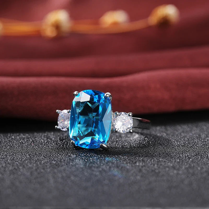Bright Sky Blue CZ Stone Ring