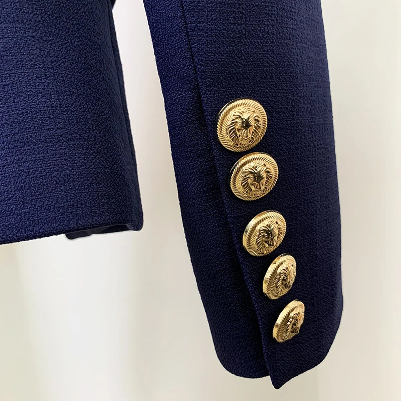 Classic Fashion Jacket with  Silver Lion Buttons & Double Breasted Slim Fit