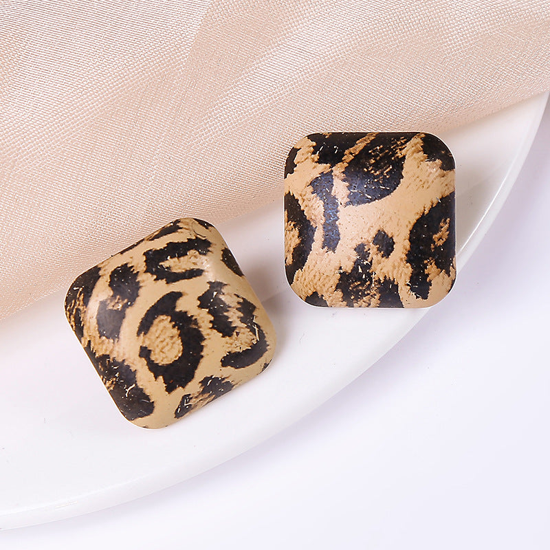 New Design Vintage Hear Leopard Print Earrings