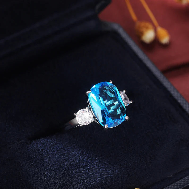 Bright Sky Blue CZ Stone Ring