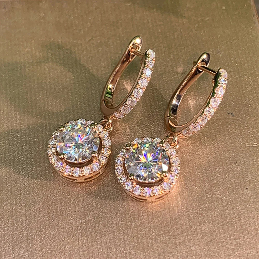 Dazzling Crystal CZ Classic Design Round Dangle Earrings