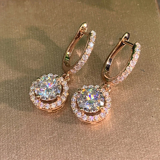 Dazzling Crystal CZ Classic Design Round Dangle Earrings
