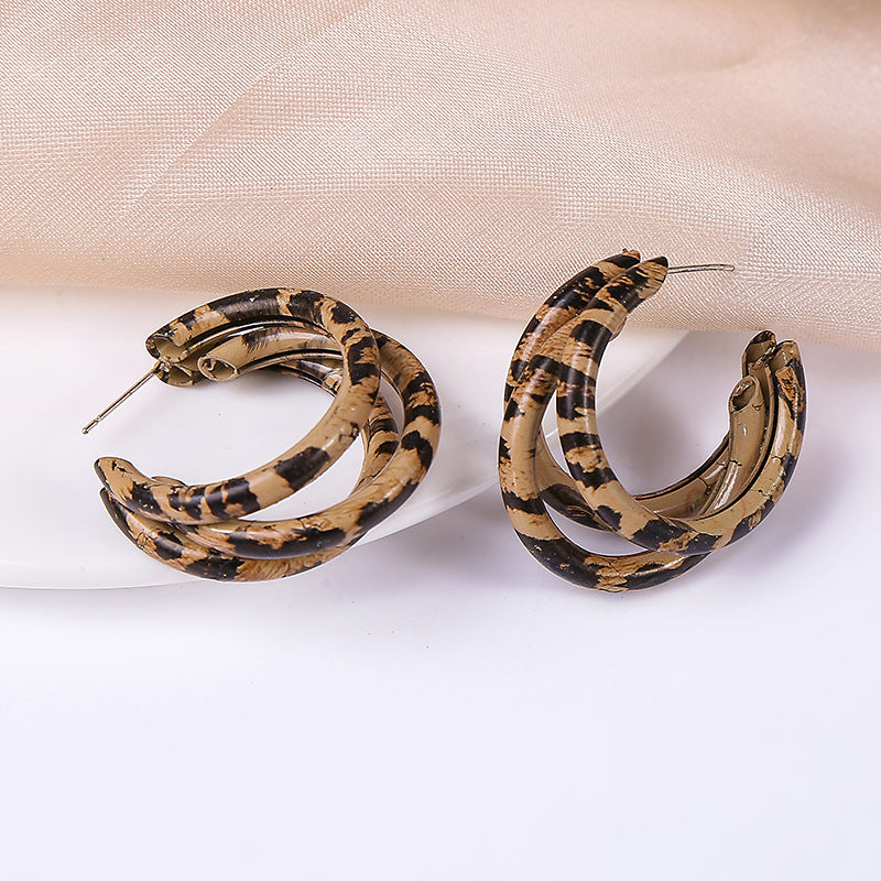 New Design Vintage Hear Leopard Print Earrings