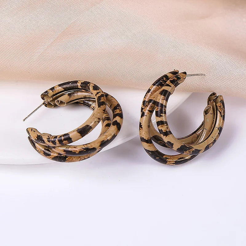 New Design Vintage Hear Leopard Print Earrings
