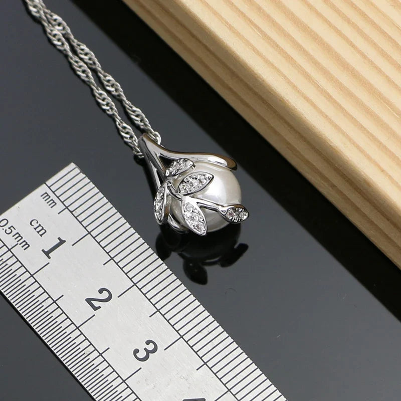 Matching Pearl Pendant, Drop Earrings, Ring  & Necklace Set