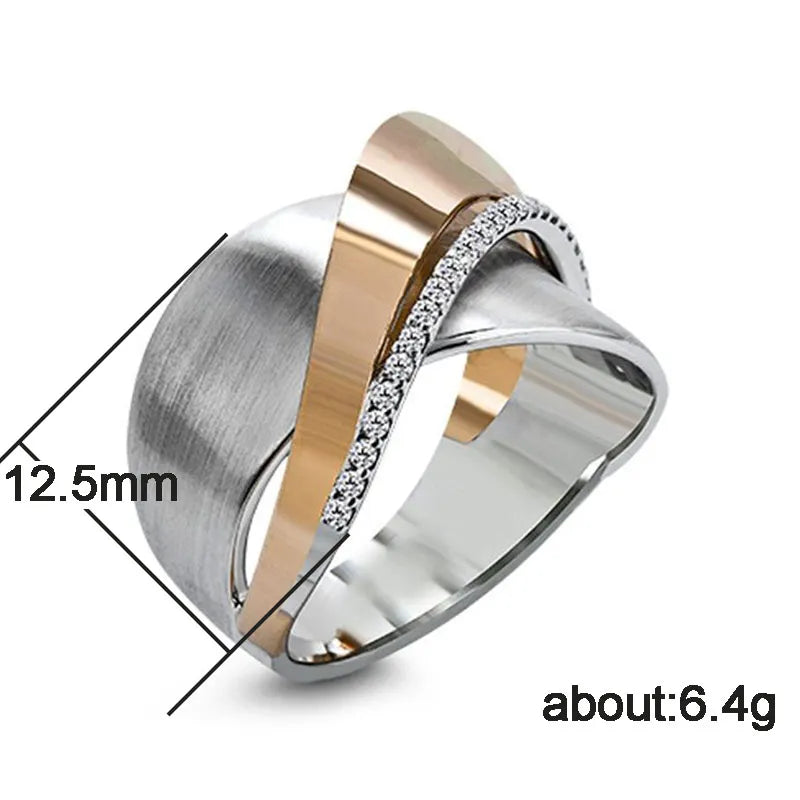 Modern Finger Smooth Line Micro Paved CZ Stone Ring