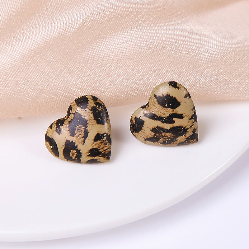 New Design Vintage Hear Leopard Print Earrings
