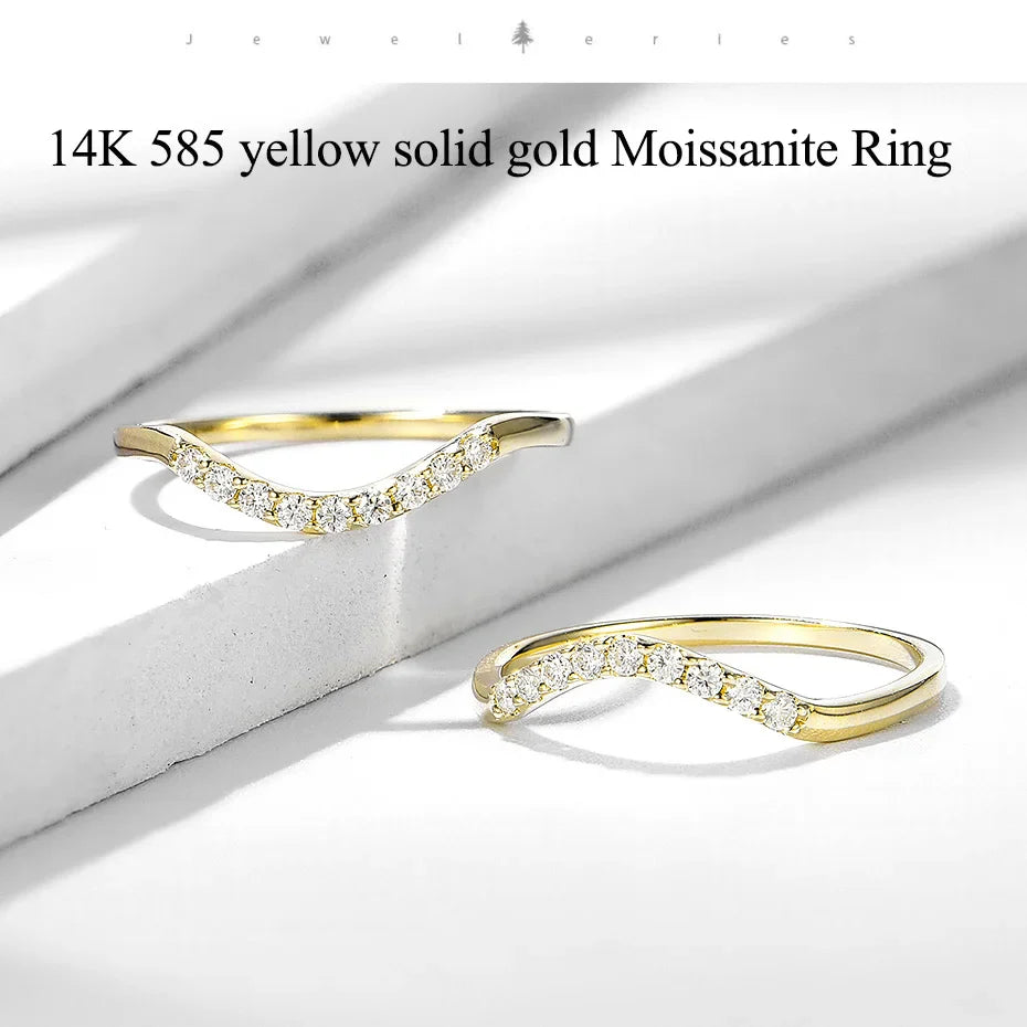 14K Solid Yellow Gold Moissanite Diamond Solitaire Cradle Ring