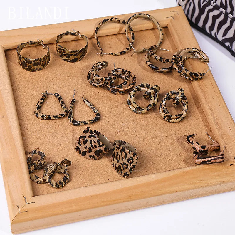 New Design Vintage Hear Leopard Print Earrings