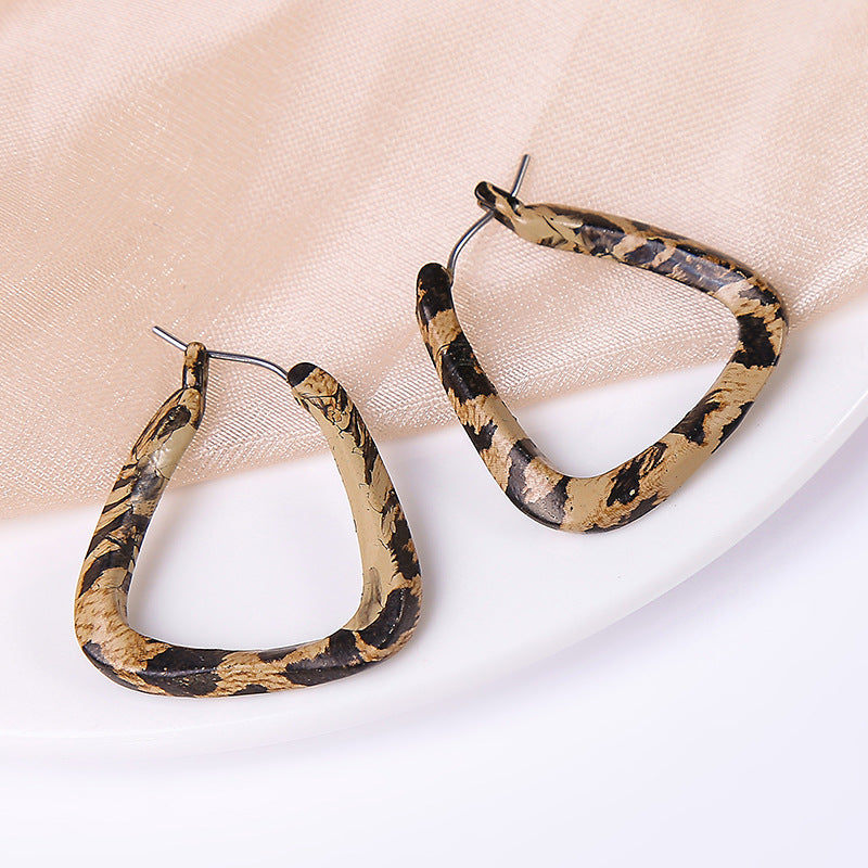 New Design Vintage Hear Leopard Print Earrings