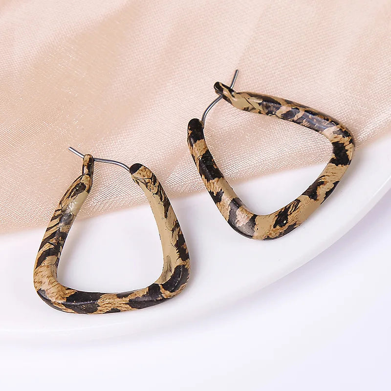 New Design Vintage Hear Leopard Print Earrings