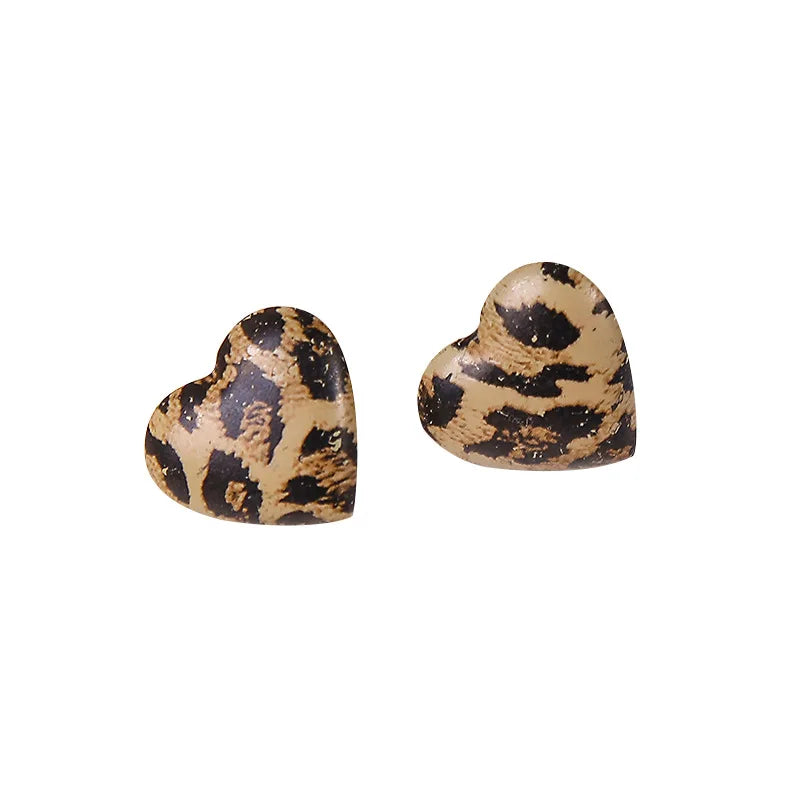 New Design Vintage Hear Leopard Print Earrings