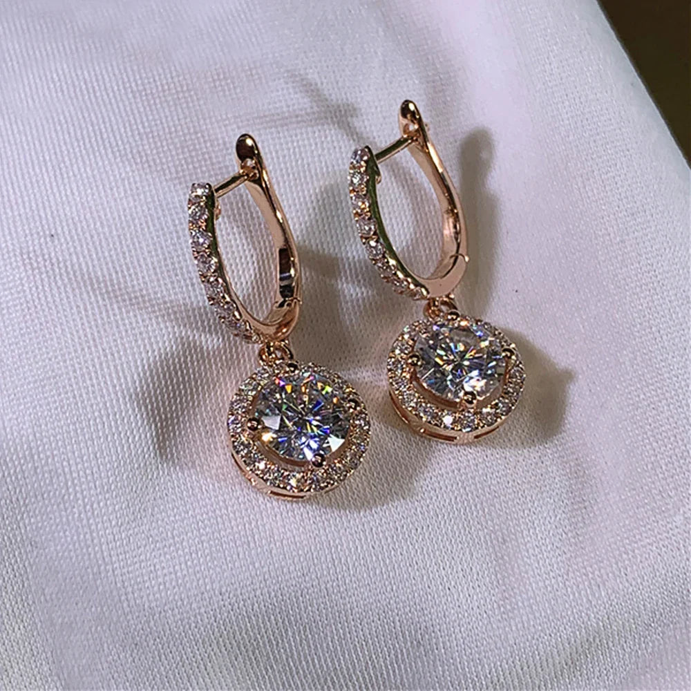 Dazzling Crystal CZ Classic Design Round Dangle Earrings
