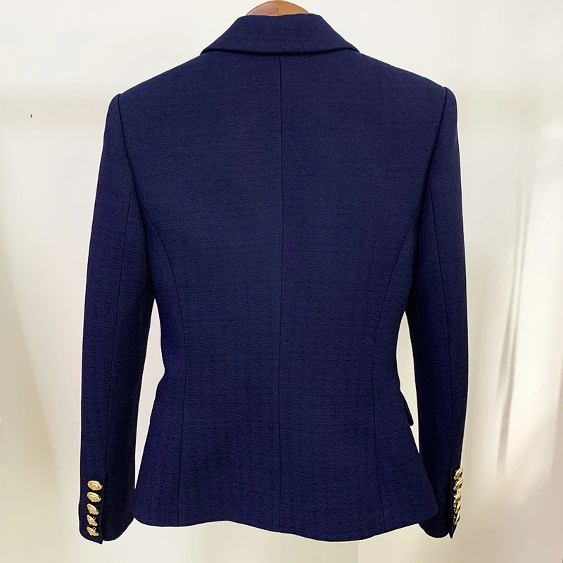 Classic Fashion Jacket with  Silver Lion Buttons & Double Breasted Slim Fit
