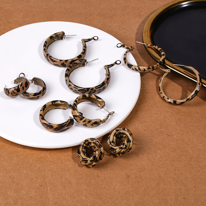 New Design Vintage Hear Leopard Print Earrings