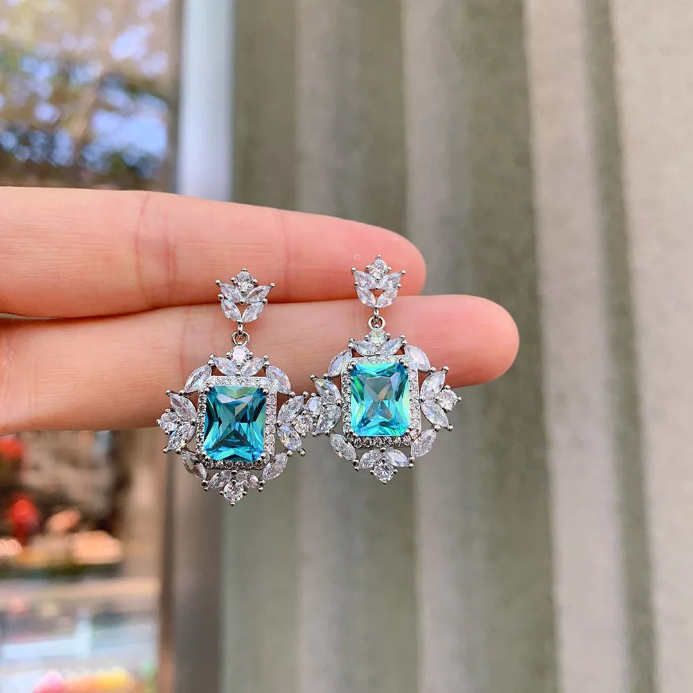 Vintage Aquamarine - Ring, Drop Earrings, Pendant/Necklace Jewelry Set