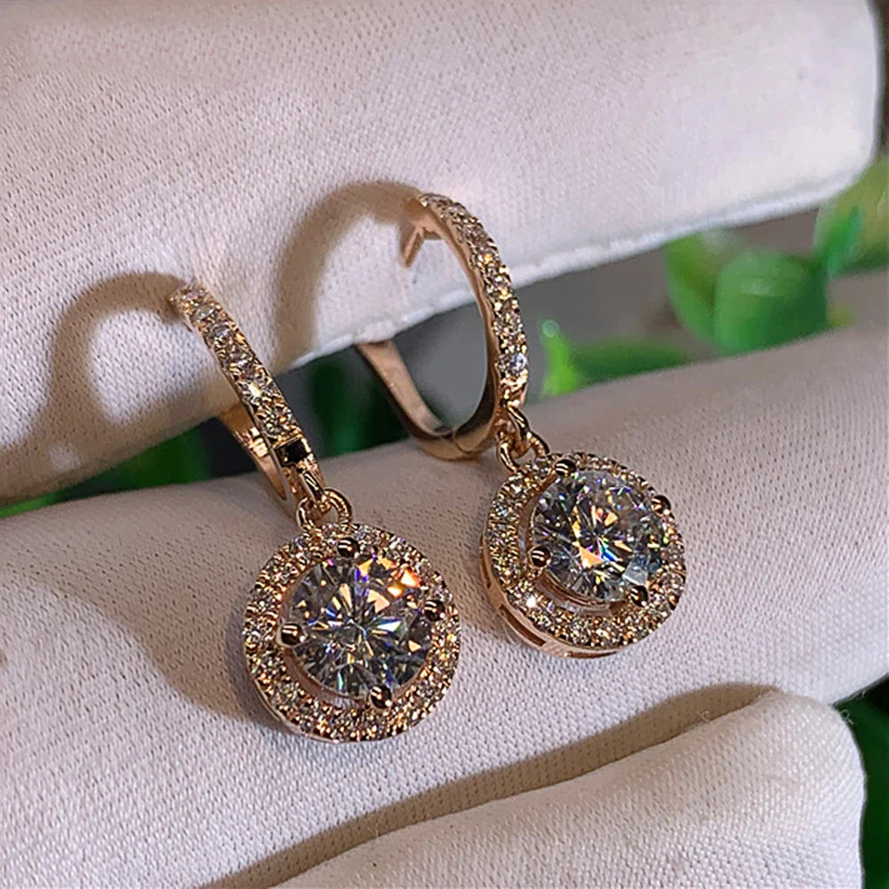 Dazzling Crystal CZ Classic Design Round Dangle Earrings