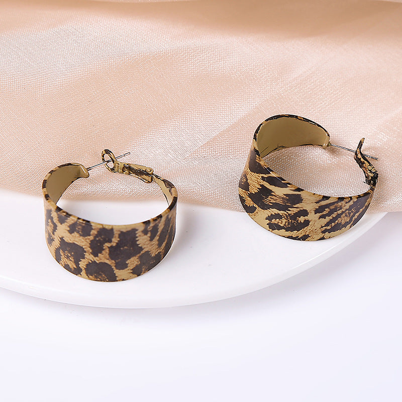 New Design Vintage Hear Leopard Print Earrings