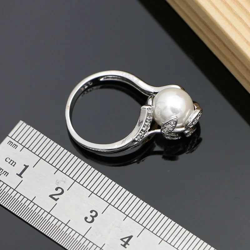 Matching Pearl Pendant, Drop Earrings, Ring  & Necklace Set