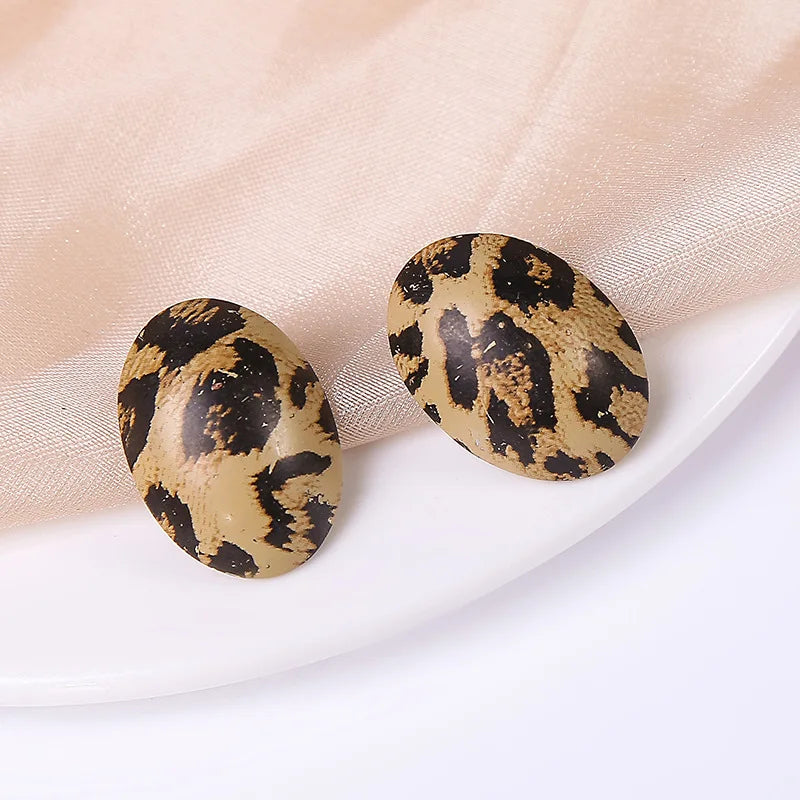 New Design Vintage Hear Leopard Print Earrings
