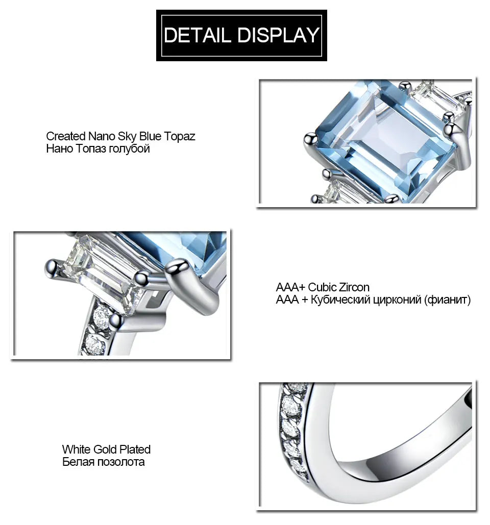 Sky Blue Topaz Ring, Earrings Jewelry Set