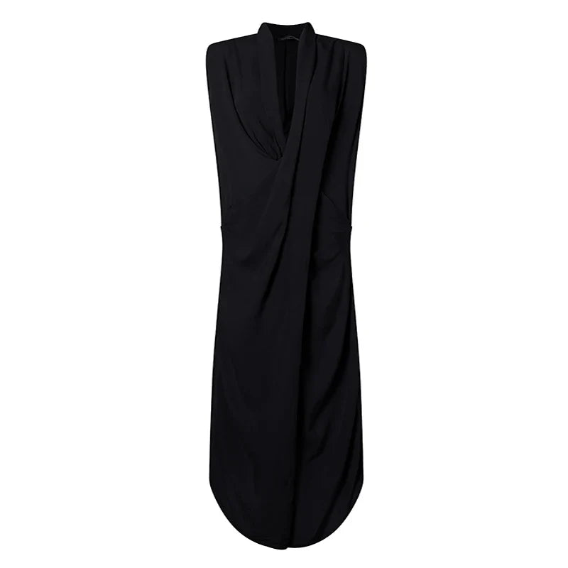 Summer  Oversize Asymmetrical  Baggy V Neck Maxi Dress with Pockets