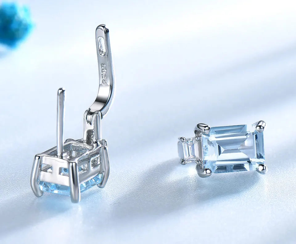 Sky Blue Topaz Ring, Earrings Jewelry Set
