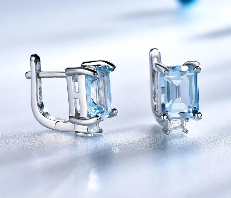 Sky Blue Topaz Ring, Earrings Jewelry Set