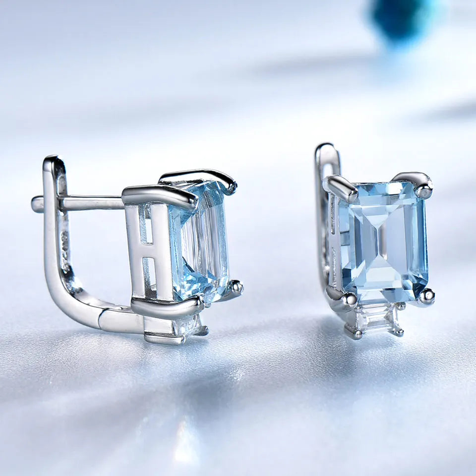 Sky Blue Topaz Ring, Earrings Jewelry Set