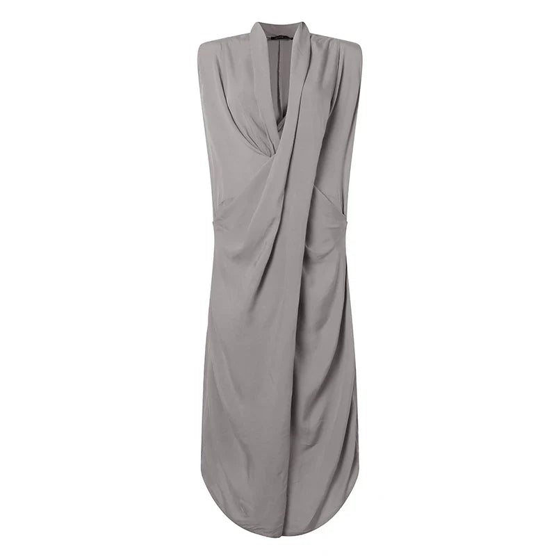 Summer  Oversize Asymmetrical  Baggy V Neck Maxi Dress with Pockets
