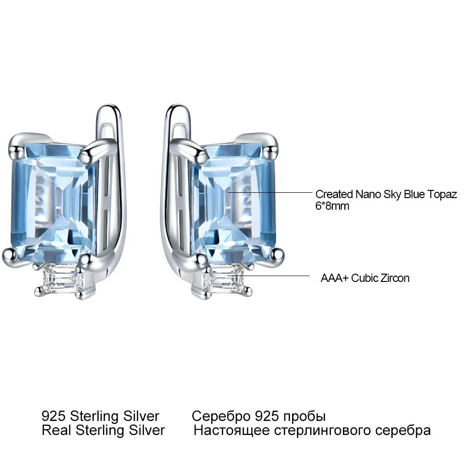 Sky Blue Topaz Ring, Earrings Jewelry Set