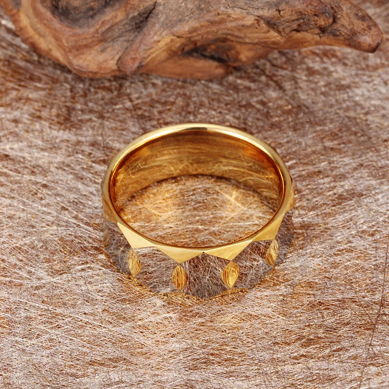 High Quality 8 mm Wide Two Tone Gold Color & Silver Tungsten Carbide Ring.