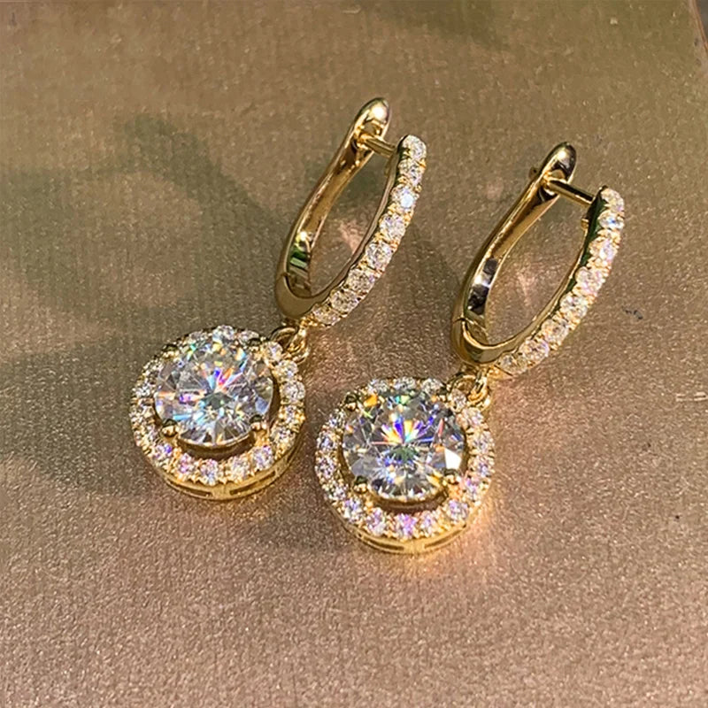 Dazzling Crystal CZ Classic Design Round Dangle Earrings
