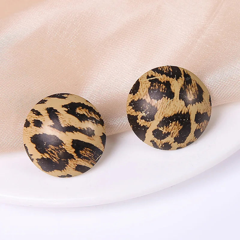 New Design Vintage Hear Leopard Print Earrings