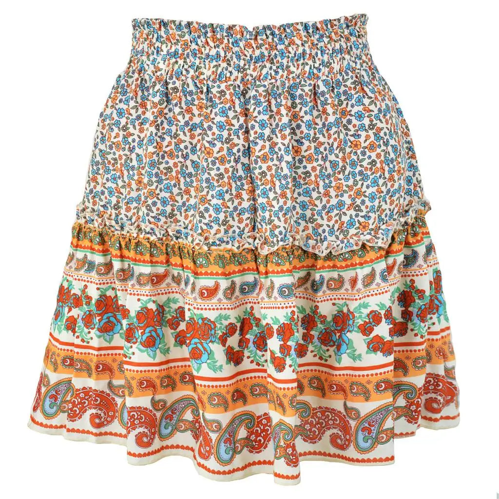 Celebrity Bohemian Style Floral  Ruffled Skirts