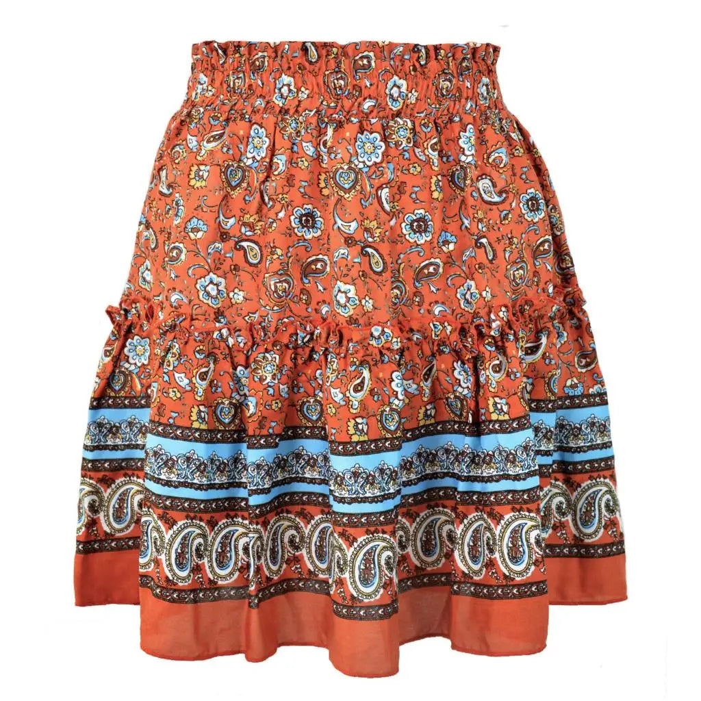 Celebrity Bohemian Style Floral  Ruffled Skirts