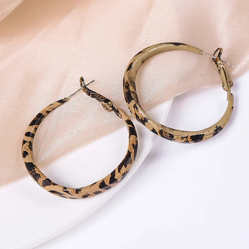 New Design Vintage Hear Leopard Print Earrings