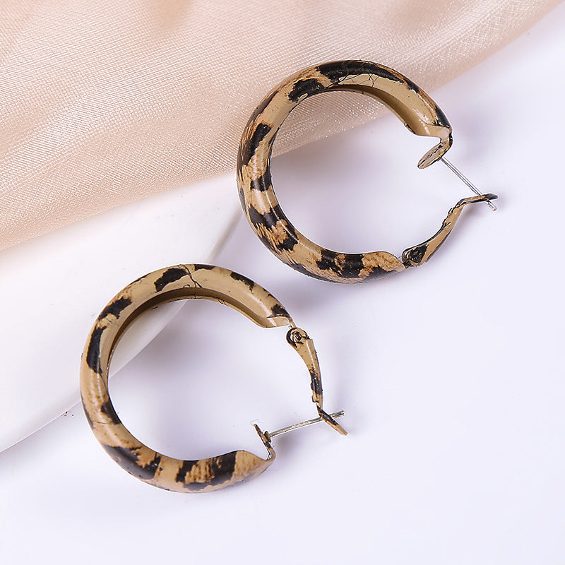 New Design Vintage Hear Leopard Print Earrings
