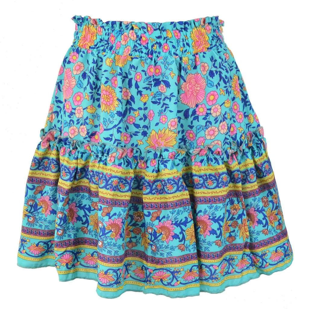 Celebrity Bohemian Style Floral  Ruffled Skirts
