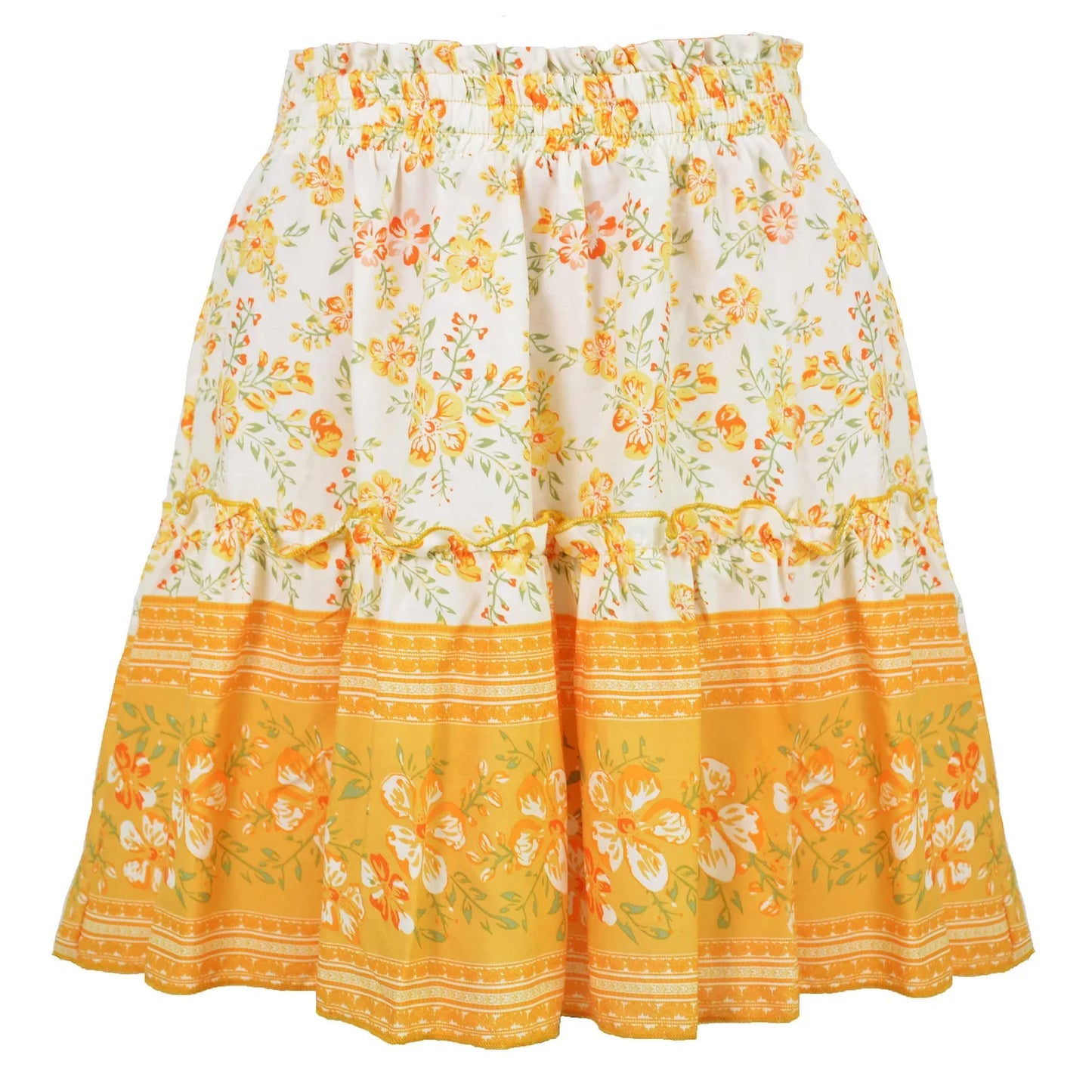 Celebrity Bohemian Style Floral  Ruffled Skirts